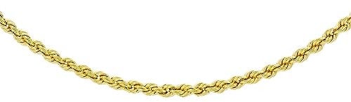 CARISSIMA Women's 9ct Yellow Gold Hollow 40 Rope Chain Necklace of Length 56cm/22