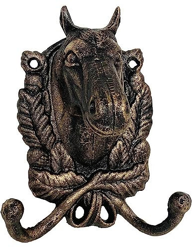 zeitzone Wandgarderobe Pferd Hufeisen Garderobe Gusseisen Bronze Optik Antik-Stil