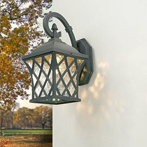Licht-Erlebnisse TAY Rustikale Wandlampe Laterne Anthrazit Antikes Design E27 Garten Beleuchtung Außen