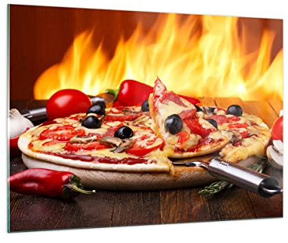 Bilder auf Glas 100x70cm Glasbild Kuchen Backen Pizza Käse Groß Wanddeko Bild im Glas Schlafzimmer Küche Deko Wandbilder Dekoration Wohnzimmer Modern Wall Decor Wand Kunstdruck Art GAA100x70-2406