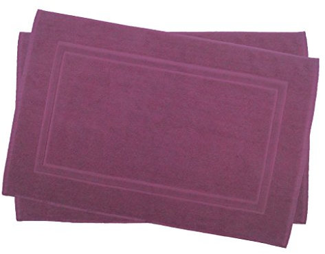 Julie Julsen 2er Pack 50 x 80 cm Badvorleger in Premium Qualität 900 gm2 in aktuellen Farben und 4 Größen aus Baumwolle Badematte Badteppich Duschvorleger Design Doppel Rahmen Lila