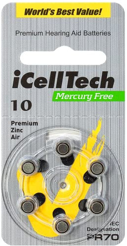 iCellTech 60 Hearing Aid Batteries Size: 10