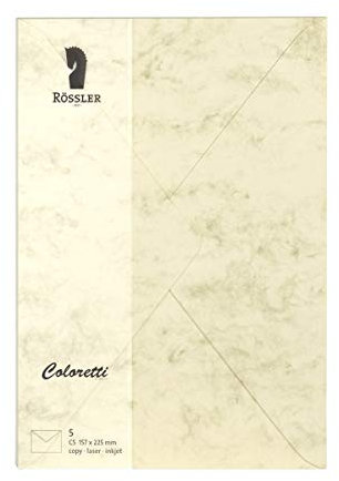 Rössler 220711506 - Coloretti Briefumschläge, 80 g/m², DIN C5, chamois marmora, 5 Stück