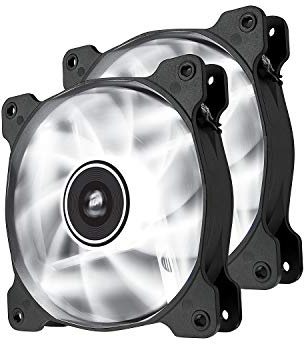 Corsair AF120 LED Quiet Edition High Airflow LED PC-Gehäuselüfter (120mm, Dual Pack) weiß
