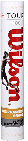 Wilson Badminton-Ball, Tour 100 Shuttlecocks, 12-er Dose, 76 Grains, Weiß, Federn/Naturkork, WRT60220076