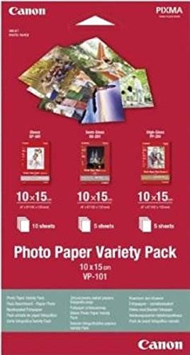 Canon Fotopapier VP-101 Musterpaket Postkarte - 10x15cm, 20 Blatt für Tintenstrahldrucker