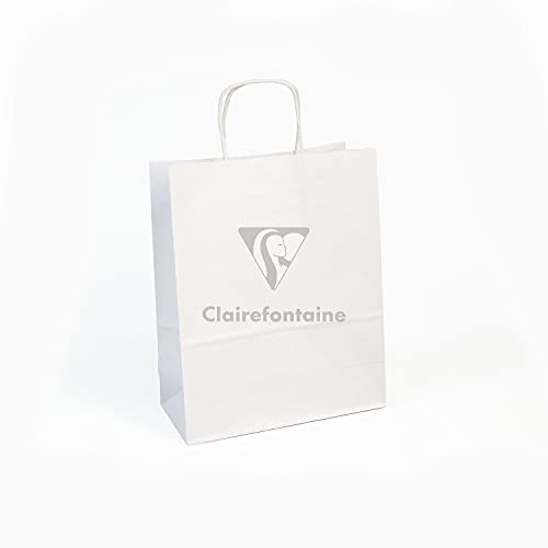 Clairefontaine 395708C Packung (mit 25 Geschenktaschen, Kraftpapier, 22 x 10 x 29 cm, ideal für Ihre Geschenke und Shopping) 25er Pack weiß