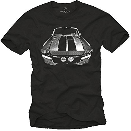 MAKAYA Herren T-Shirt für Muscle Car Fans 68er Mustang Eleanor schwarz L