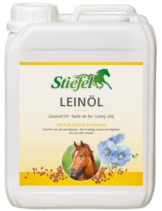 Stiefel Leinöl für Pferde, 100% naturreines Öl, kaltgepresst, kann den Fellwechsel, die Verdauung & Haut unterstützen, flüssig, 5l