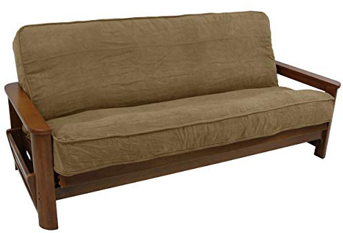 Blazing Needles Solid Microsuede Double Corded 8 to 9 Futon Cover, Full, Java