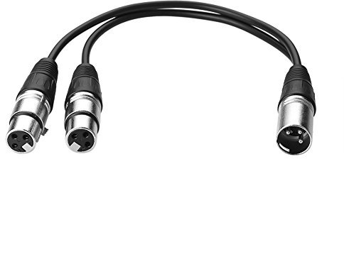 SIENOC 30cm Mikrofon Stecker Kabel 3pin XLR Male to Dual 2 XLR Female Stecker Y Splitter Kabel Adapter (XLR(M) - (F) x 2, Silber)