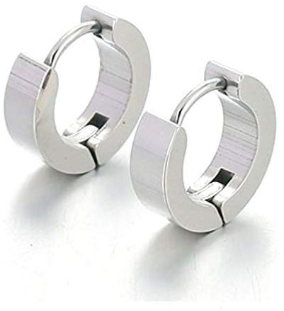 Bungsa Creolen silber gravierbar 5mm - 1 Paar Klappcreolen Edelstahl (Ohrstecker Creolen Ohrhänger Huggie Ohrschmuck Gravur engravable Ohrklemmen Damen Frauen Herren Mode)