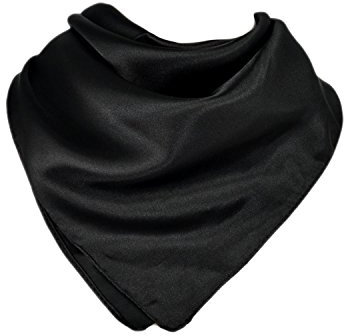 UK_Stone 100% Seide Unisex Einfarbig Bandana Schal Halstuch 50 * 50cm (Schwarz)