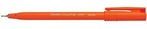 Pentel S570 Ultra Fine Pen Plastic 0.6mm Tip 0.3mm Line Red Ref S570-B [Pack of 12]