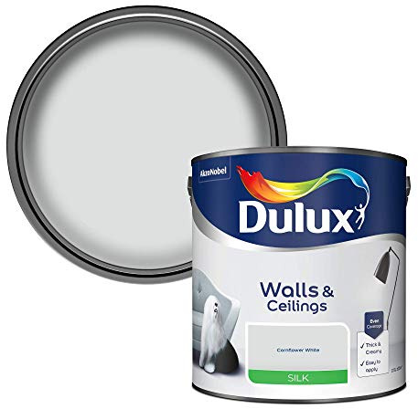 Dulux Silk Emulsion Paint For Walls And Ceilings - Cornflower White 2.5 Litres