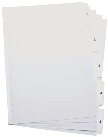 5 Star Subject Dividers Multipunched Manilla Card 5-Part A4 White