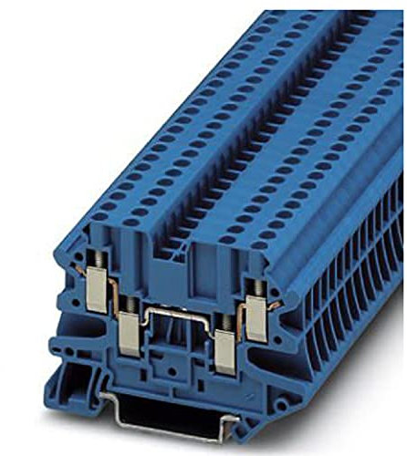 PHOENIX CONTACT UT 2,5-QUATTRO BU Durchführungsklemmenblock mit Schraubanschluss, 4 Anzahl der Anschlüsse, AWG 26 - 12, 2.5mm² Nennquerschnitt, Blau, 50 Stück