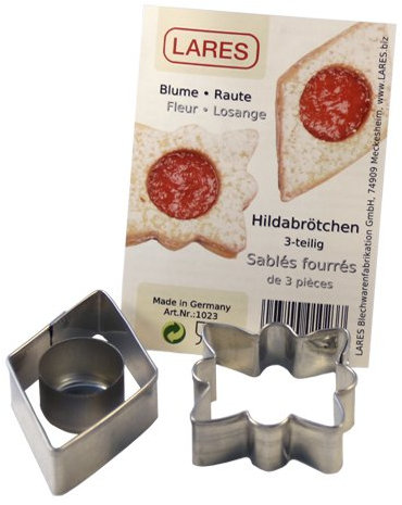 LARES - 1023 - SET DE 3 EMPORTES PIECES POUR LINZER A LA CONFITURE LOSANGE ET FLEUR