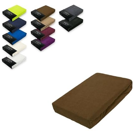 EXKLUSIV HEIMTEXTIL Frottee Spannbettlaken 90-100 x 200 cm 80% Baumwolle, 20% Polyester Öko - Tex Zertifiziert, Markenqualität, Matratzenhöhe bis 25 cm, Schokobraun