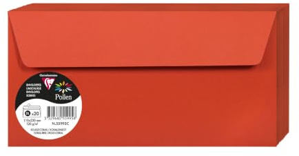 Clairefontaine 55995C 20 Umschläge Pollen DL 120g Korallenrot