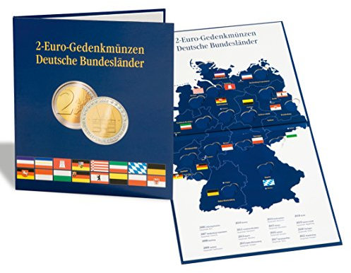 LEUCHTTURM 300408 PRESSO Münzalbum für 16 deutsche 2 Euro Gedenkmünzen der Bundesländer | 2 Euroserie „ Deutsche Bundesländer“ | blau: für die 16 deutschen Bundesländer