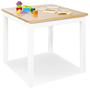 PINOLINO Kindertisch Fenna, aus massivem Holz, Tischhöhe 51 cm, für Kinder von 2 – 7 Jahren, weiß und klar lackiert
