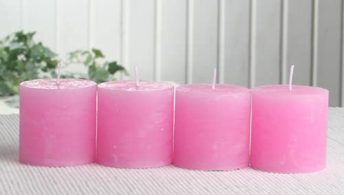 Set: 4X Rustik-Stumpenkerze, 5 x 5 cm Ø, rosa