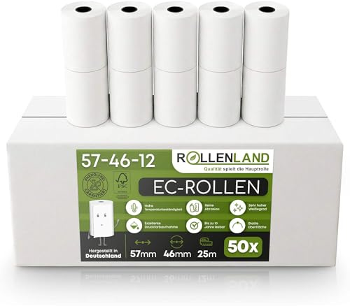 50 EC-Rollen 57x46x12, 25 m, mit Lastschrift-Aufdr.