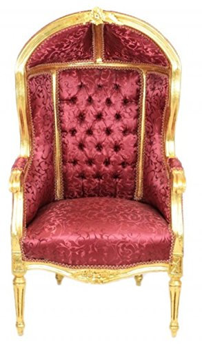 Casa Padrino Barock Kinder Thron Sessel Bordeaux Muster/Gold - Ballon Sessel Barock Möbel