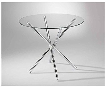 Estea Mobili - 933600 - Mesa de cristal redonda de estilo moderno, 90 cm de diámetro y 74 cm de altura, ideal para el salón comedor