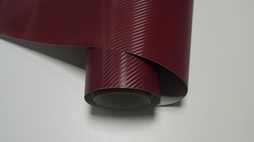 Könighaus (4,17/m2) Rot 3D Carbon Autofolie 3000 x 152 cm mit Luftkanälen + Gratis Rakel inkl. Anleitung (ganze Rolle)