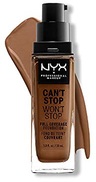 NYX Professional Makeup Can't Stop Won't Stop Full Coverage Foundation, Langanhaltend, Wasserfest, Vegane Formel, Mattierter Teint, Farbton: Cappuccino
