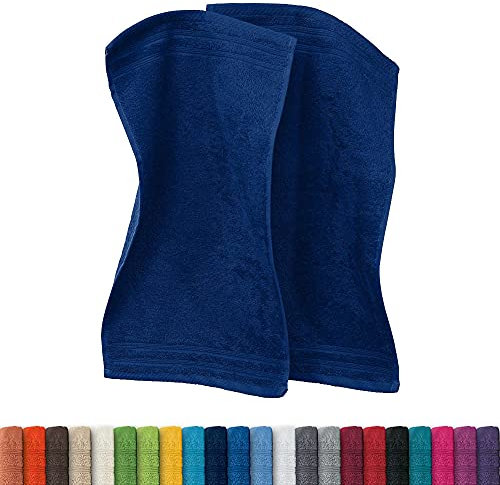 Erwin Müller Gästetuch Heidelberg 2er- Pack 100% Baumwolle Marine Größe 30x50 cm - leichte Qualität, saugstark, schnelltrocknend, kompakt - ideal für Sport, Strand, Reisen