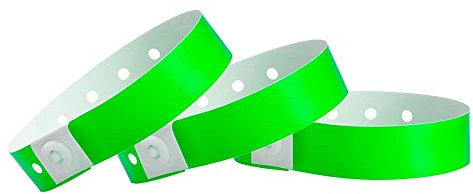 WristCo Premium Neon Grün Kunststoff Secure Snap Wristbands – 100 Stück 1.6x25.4 cm – verstellbare Größe Event Armbänder wasserdicht, langlebig, reißfest, Konferenzen für Sicherheit, Kunststoff