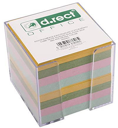 D.RECT Zettelbox Zettelkasten Kunststoff | 85x85x80mm circa 700 blatt | mehrfarbig gefüllt