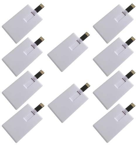 Fenglangrong 10 Stück USB-Flash-Laufwerk,weiß 1GB Kredit-Bankkartenform Flash-Laufwerk Memory Stick U-Disk-Daumen-Geschenk USB Stick Flach