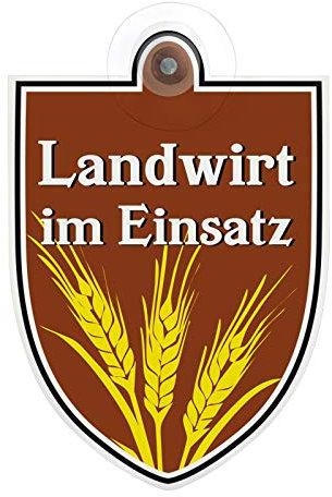 Schild, Autoschild Landwirt im Dienst Einsatz mit Saugnapf, 1,5mm wetterfestes Material 100 x 120 mm groß GREEN