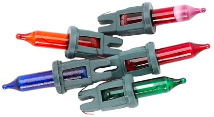 MRS CHRISTMAS LTD 4 Multi Coloured Push In Spare Bulbs 7v 0.98w & 1 Fuse Bulb (SB271)