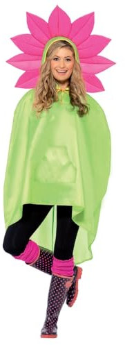 Smiffys Party Poncho Fleur, avec le sac de Cordon