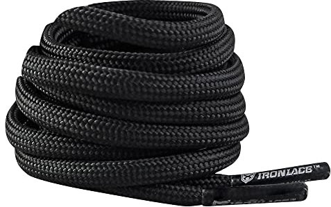 IRONLACE Paracord 550 Boot & Shoe Laces - Black - 54 Inches - 137 cm