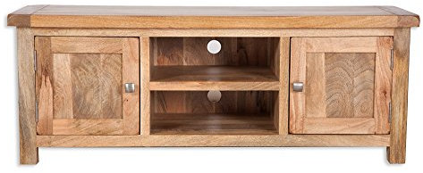 Odisha Rustic Mango Wood Large Wide TV Unit/Solid Mango Wood Widescreen TV Cabinet/Distressed Living Room Furniture