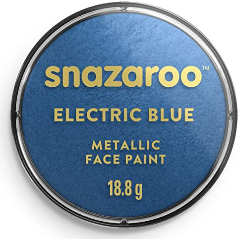 Snazaroo 1118331 Schminkfarbe - Metallik Elektrischblau, 18ml Topf - hautfreundliche Gesichtschminke auf Wasserbasis, wasservermalbar, parabenfrei, Face & Bodypaint Farbe für Kinder & Erwachsene