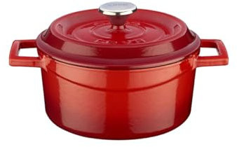Lava Cookware LV y TC 14 K2 Redondas – Ramequín, 14 cm de diámetro, Hierro Fundido, Color Rojo
