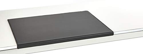 Luxentury Schreibtischunterlage Schreibunterlage Leder Kantenschutz: 60x40 cm Echtleder abgewinkelt Auflage schwarz rutschfest für Büro, USM600400