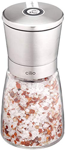 Cilio Brindisi Mühlenserie aus Edelstahl und Glas in der Farbe Transparent-Silber, Maße: 6,5cm x 6,5cm x 14cm, 613315