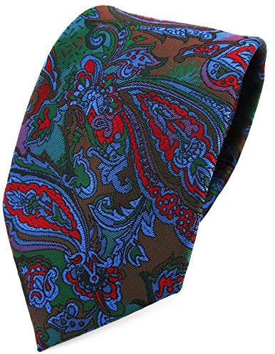 TigerTie - Corbata - rojo azul lila verde multicolor Paisley modelada