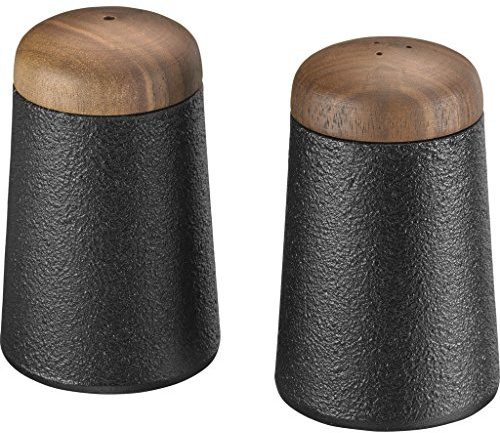 SKEPPSHULT - Salz und Pfefferstreuer - Set - Gusseisen - Walnussdeckel Ø 4,5 cm Höhe 8 cm
