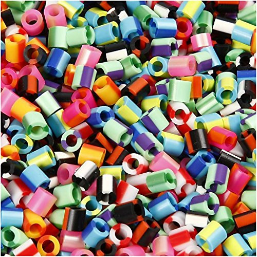 Nabbi Bügelperlen, Gestreift, 5x5 mm, 2,5 mm Loch, Medium, 10000 Stück, Mehrfarbig
