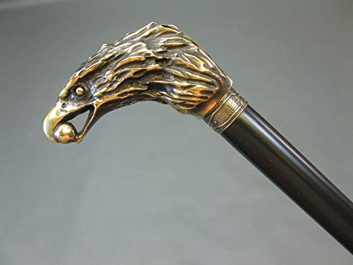 Holz Gehstock mit Bronze Griff Spazierstock 95 cm Wanderstock M 54 Walking Stick Adler