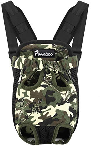 Pawaboo Haustier Rucksack Hund Tragetasche, Verstellbar Beinen heraus Rucksäcke Haustier Tragbar Reisetasche, Atmungsaktiv und Bequem Speziell für Klein Mittler Hunde Katzen Welpen, S, Schwarz Tarnung